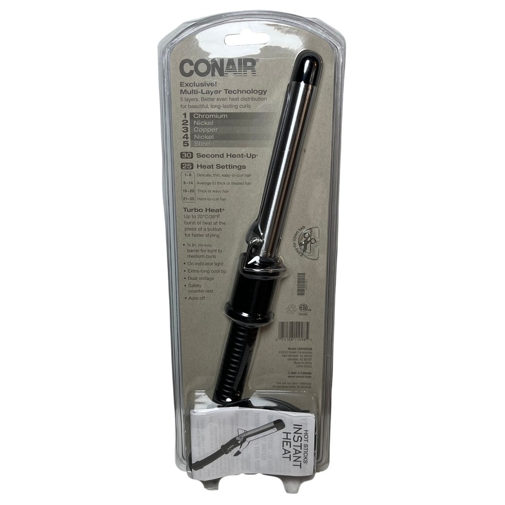 NEW Conair Hot Sticks Curling Iron 3/4 Inch Barrel Silver‎ CD81WCSR Instant Heat - Picture 2 of 9